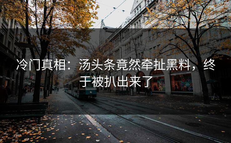 冷门真相：汤头条竟然牵扯黑料，终于被扒出来了