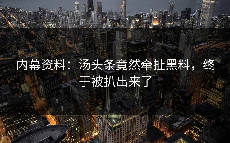 内幕资料：汤头条竟然牵扯黑料，终于被扒出来了