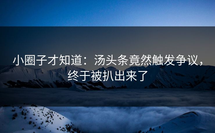 小圈子才知道：汤头条竟然触发争议，终于被扒出来了