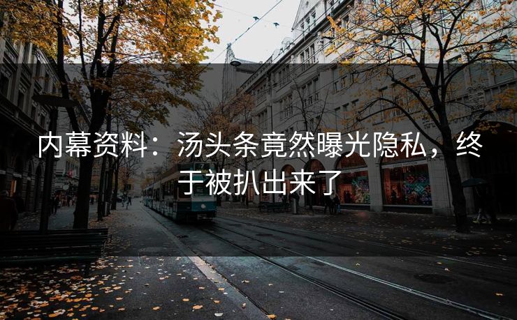 内幕资料：汤头条竟然曝光隐私，终于被扒出来了