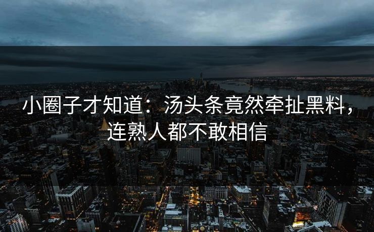 小圈子才知道：汤头条竟然牵扯黑料，连熟人都不敢相信