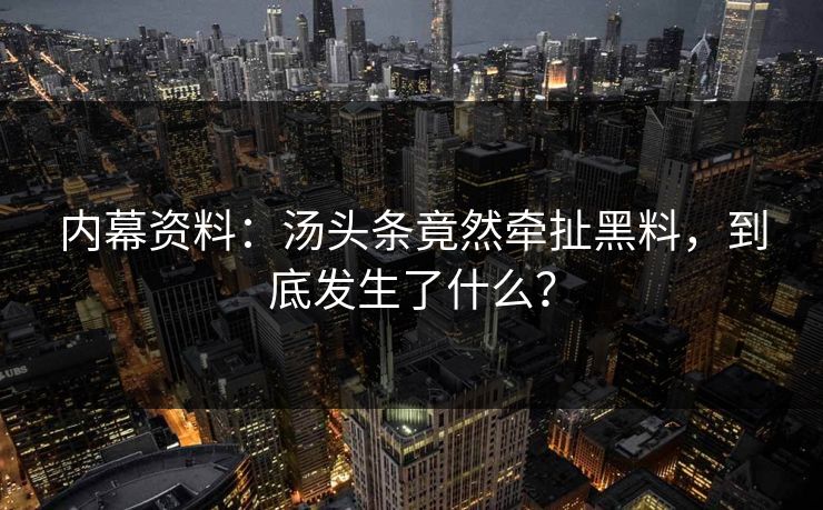 内幕资料:汤头条竟然牵扯黑料,到底发生了什么?