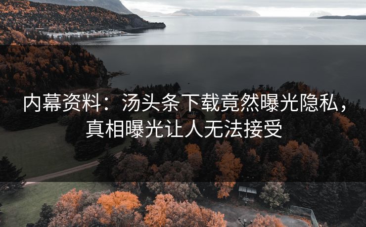 内幕资料：汤头条下载竟然曝光隐私，真相曝光让人无法接受
