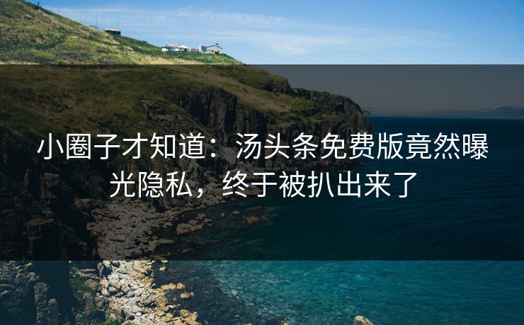 小圈子才知道：汤头条免费版竟然曝光隐私，终于被扒出来了