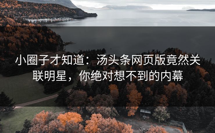 小圈子才知道：汤头条网页版竟然关联明星，你绝对想不到的内幕