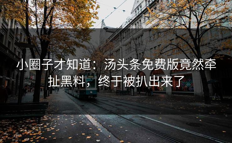 小圈子才知道：汤头条免费版竟然牵扯黑料，终于被扒出来了