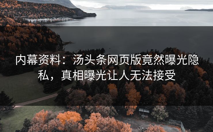 内幕资料：汤头条网页版竟然曝光隐私，真相曝光让人无法接受