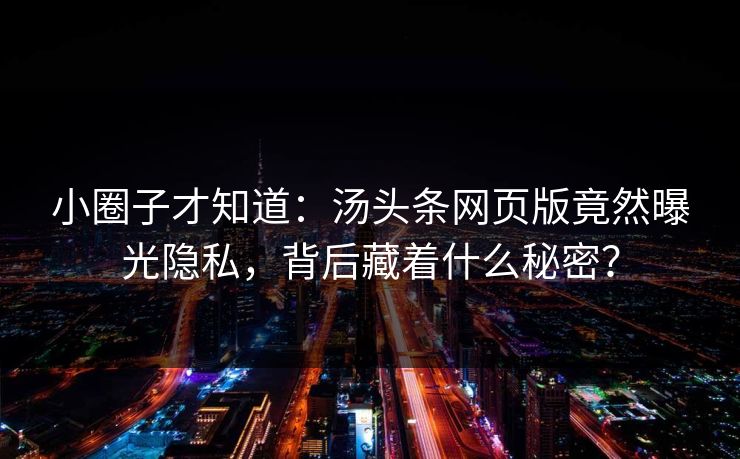 小圈子才知道：汤头条网页版竟然曝光隐私，背后藏着什么秘密？