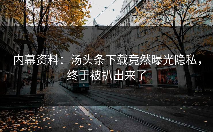 内幕资料：汤头条下载竟然曝光隐私，终于被扒出来了