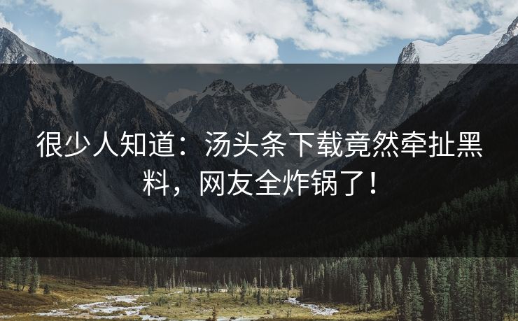 很少人知道：汤头条下载竟然牵扯黑料，网友全炸锅了！