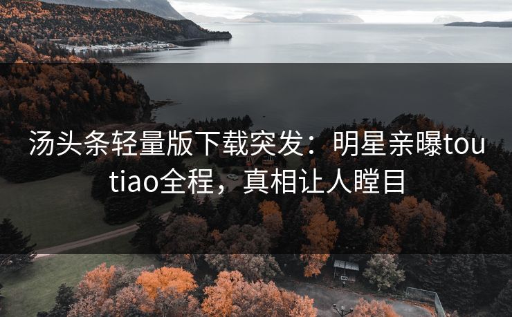 汤头条轻量版下载突发：明星亲曝toutiao全程，真相让人瞠目