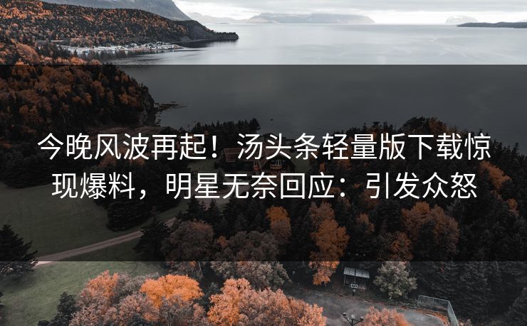 今晚风波再起！汤头条轻量版下载惊现爆料，明星无奈回应：引发众怒
