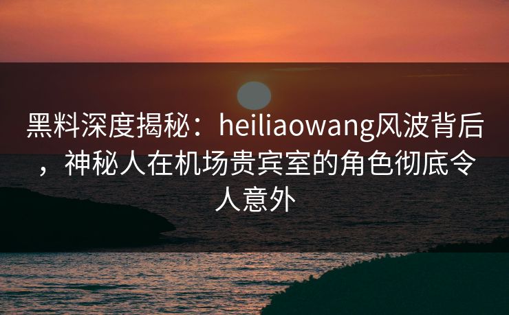 黑料深度揭秘：heiliaowang风波背后，神秘人在机场贵宾室的角色彻底令人意外