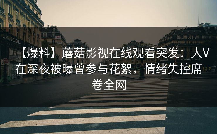 【爆料】蘑菇影视在线观看突发：大V在深夜被曝曾参与花絮，情绪失控席卷全网
